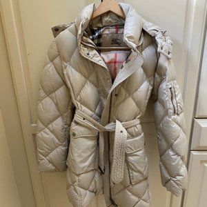 Burberry Quilted Down Puffer Coat, Off White